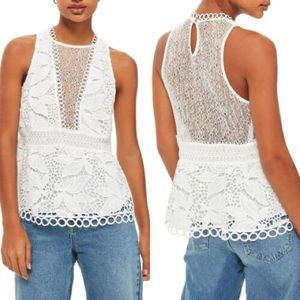 Topshop White Lace Top